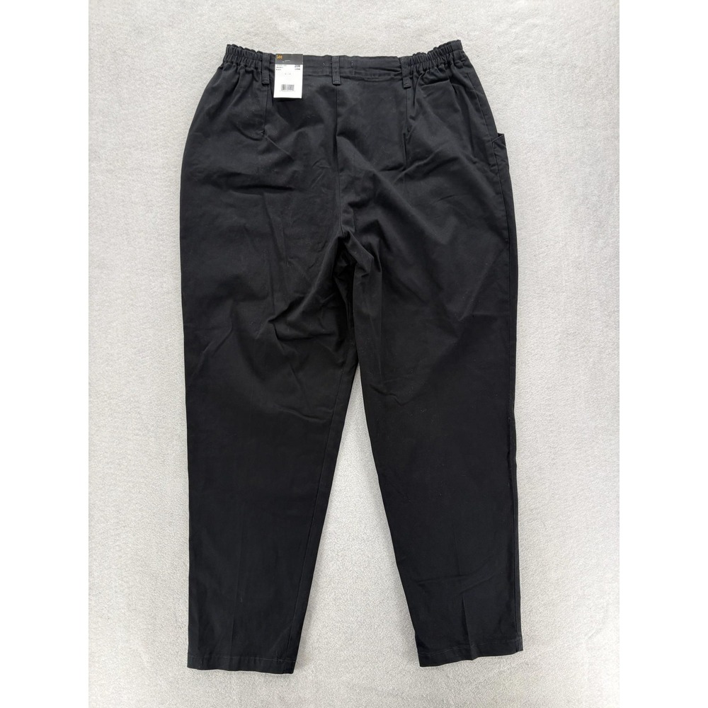 Lee Relaxed Tapered Leg Pants Womens 20W Tall Black Pleated Twill Chino Stretch - Picture 8 of 10